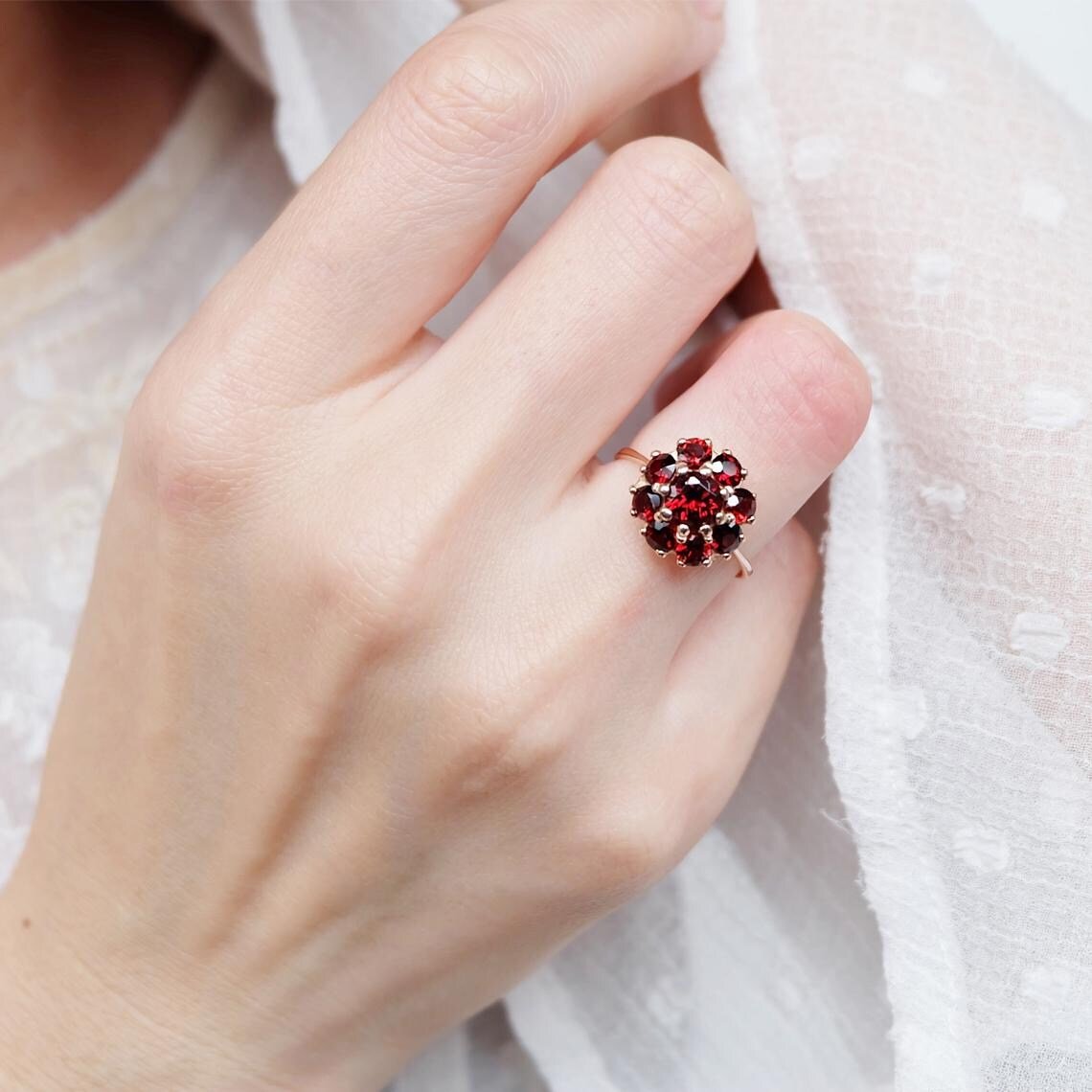 Garnet Cluster Ring Greta - SOVATS