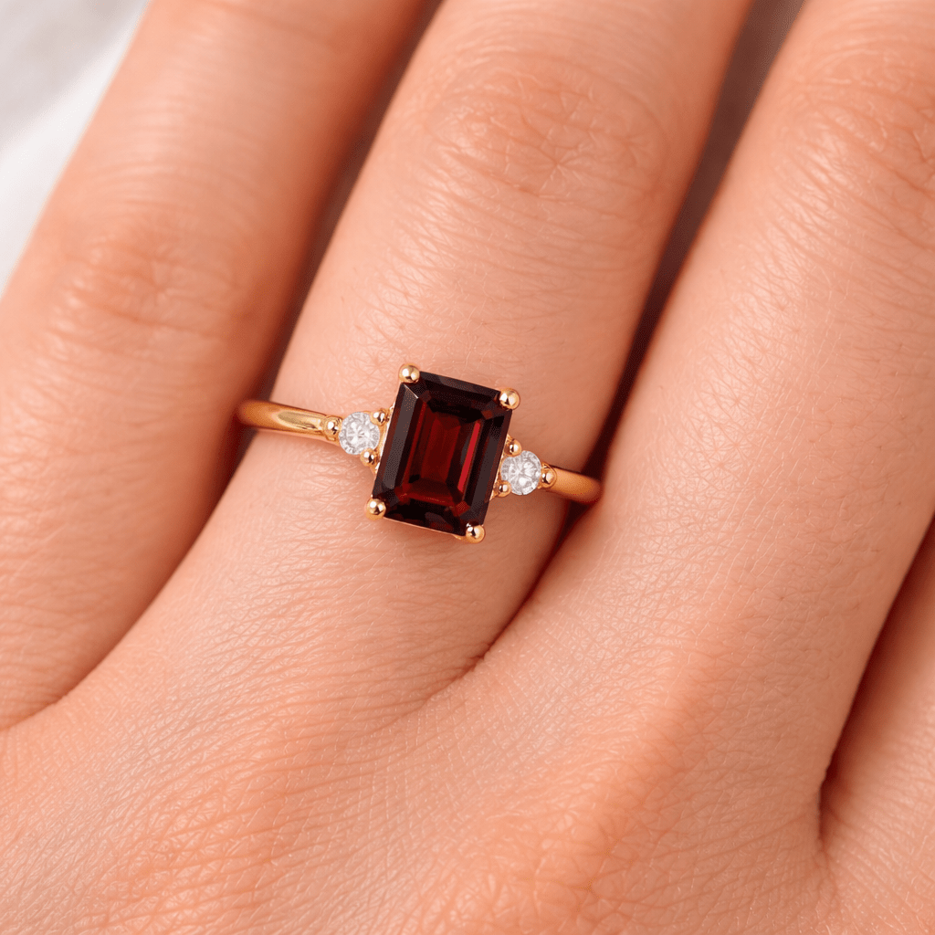 Garnet Diamond Gold Ring Jirina - SOVATS