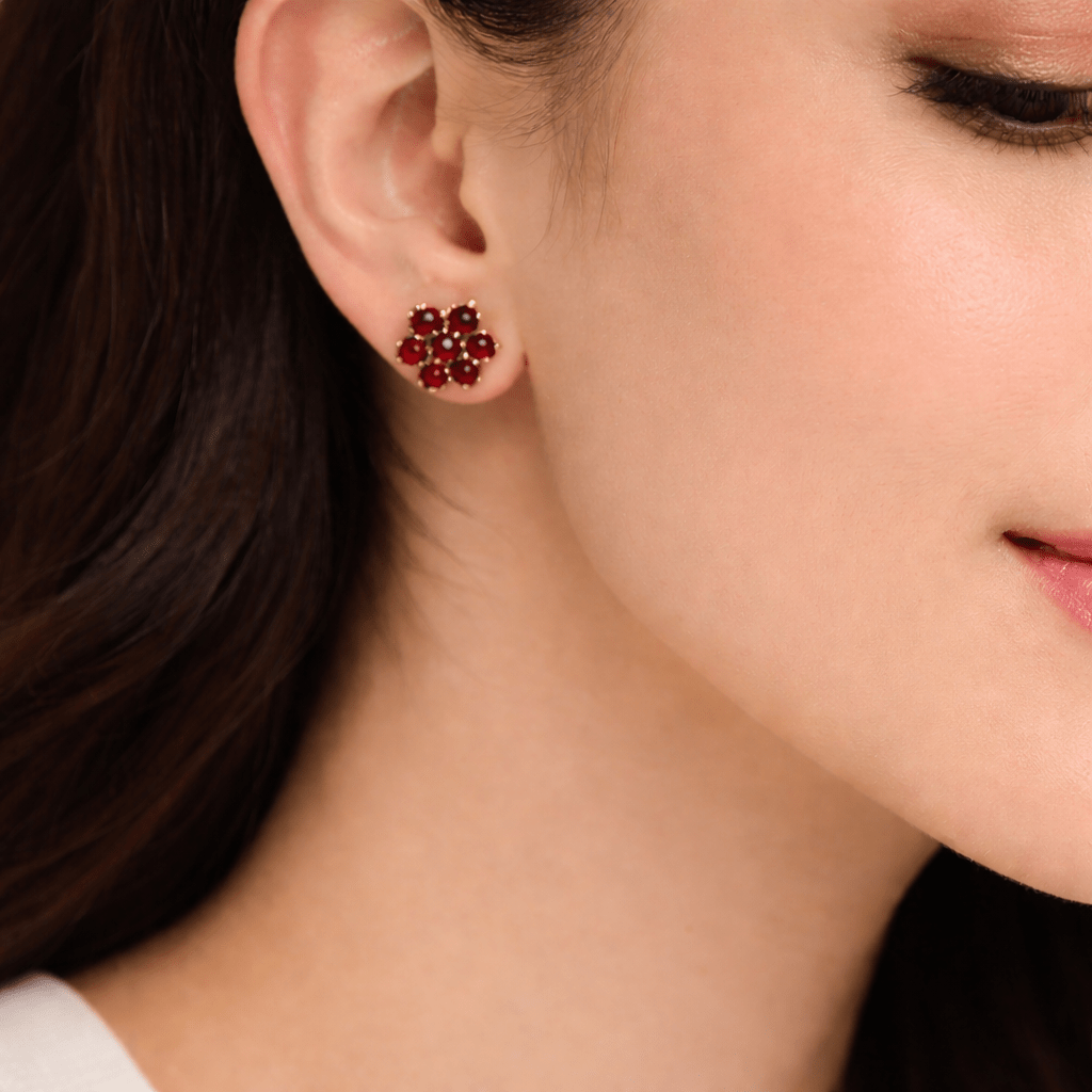 Garnet Gold Earrings Aurea - SOVATS