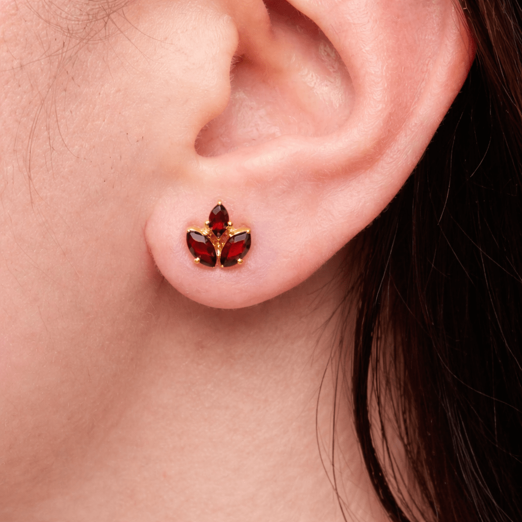 Garnet Gold Earrings Sara - SOVATS