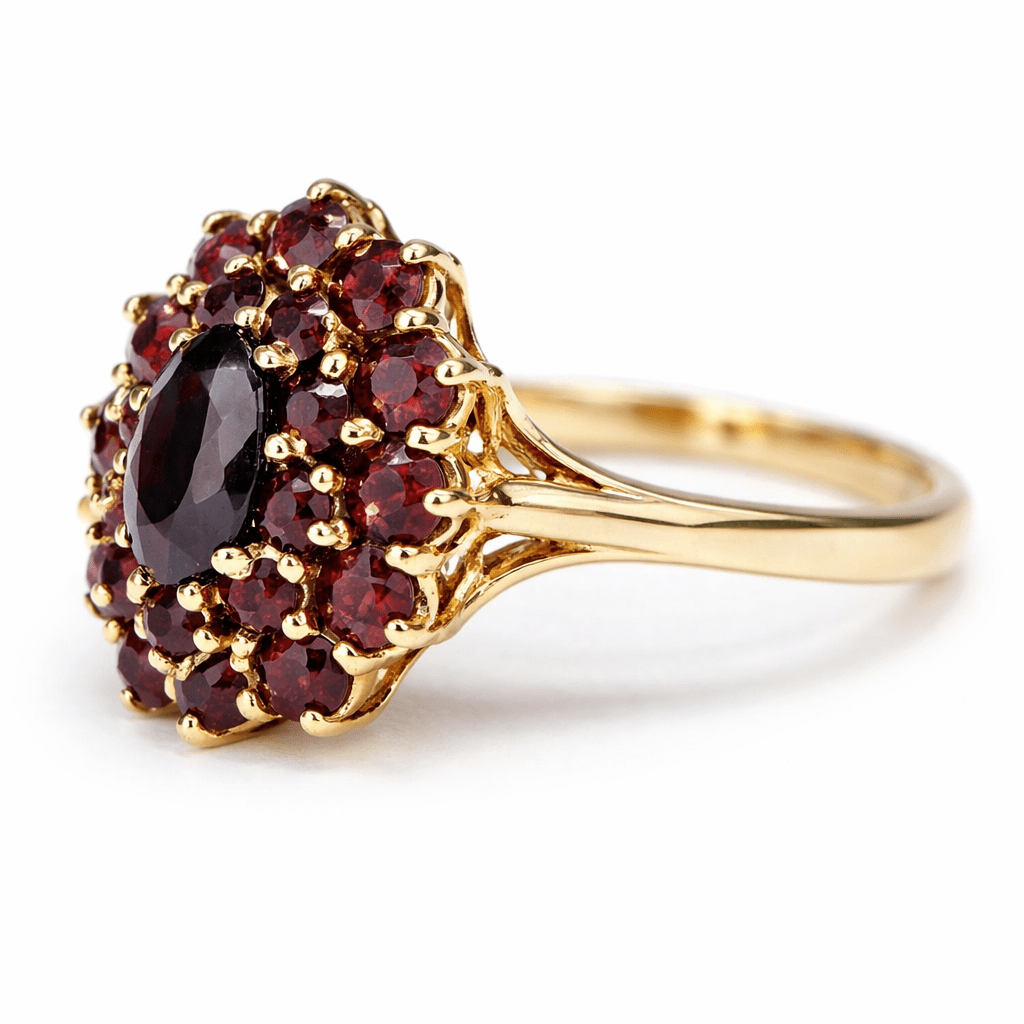 Garnet Gold Ring Ece - SOVATS