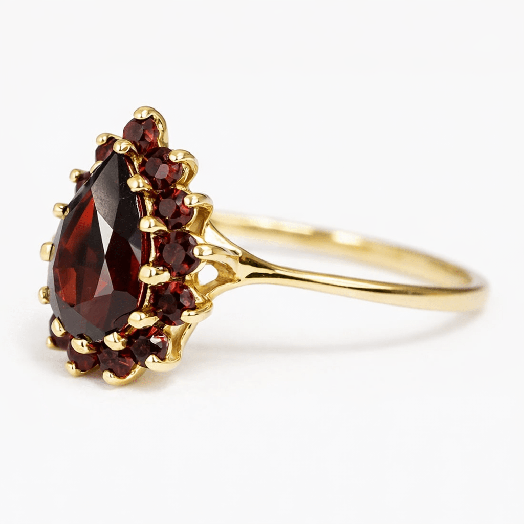 Garnet Gold Ring Tori - SOVATS