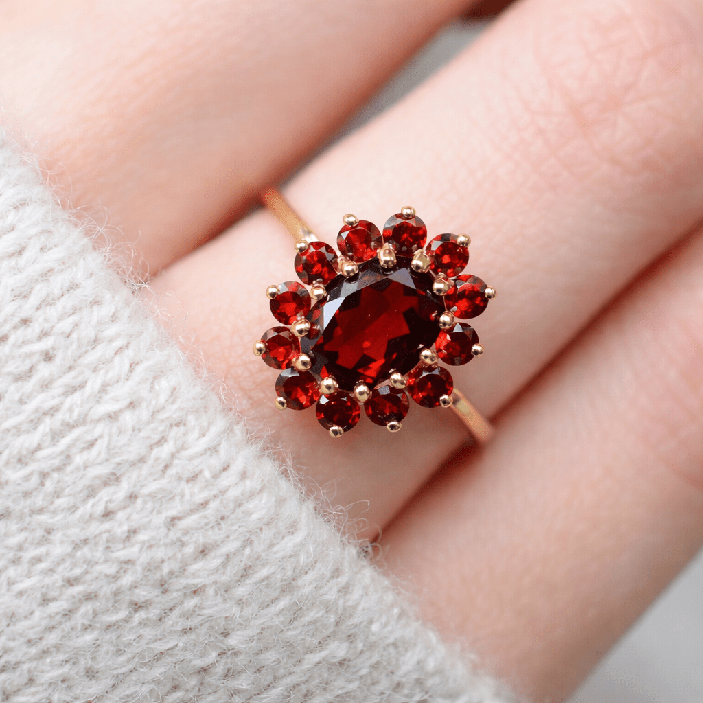 Garnet Gold Ring Vasilia - SOVATS