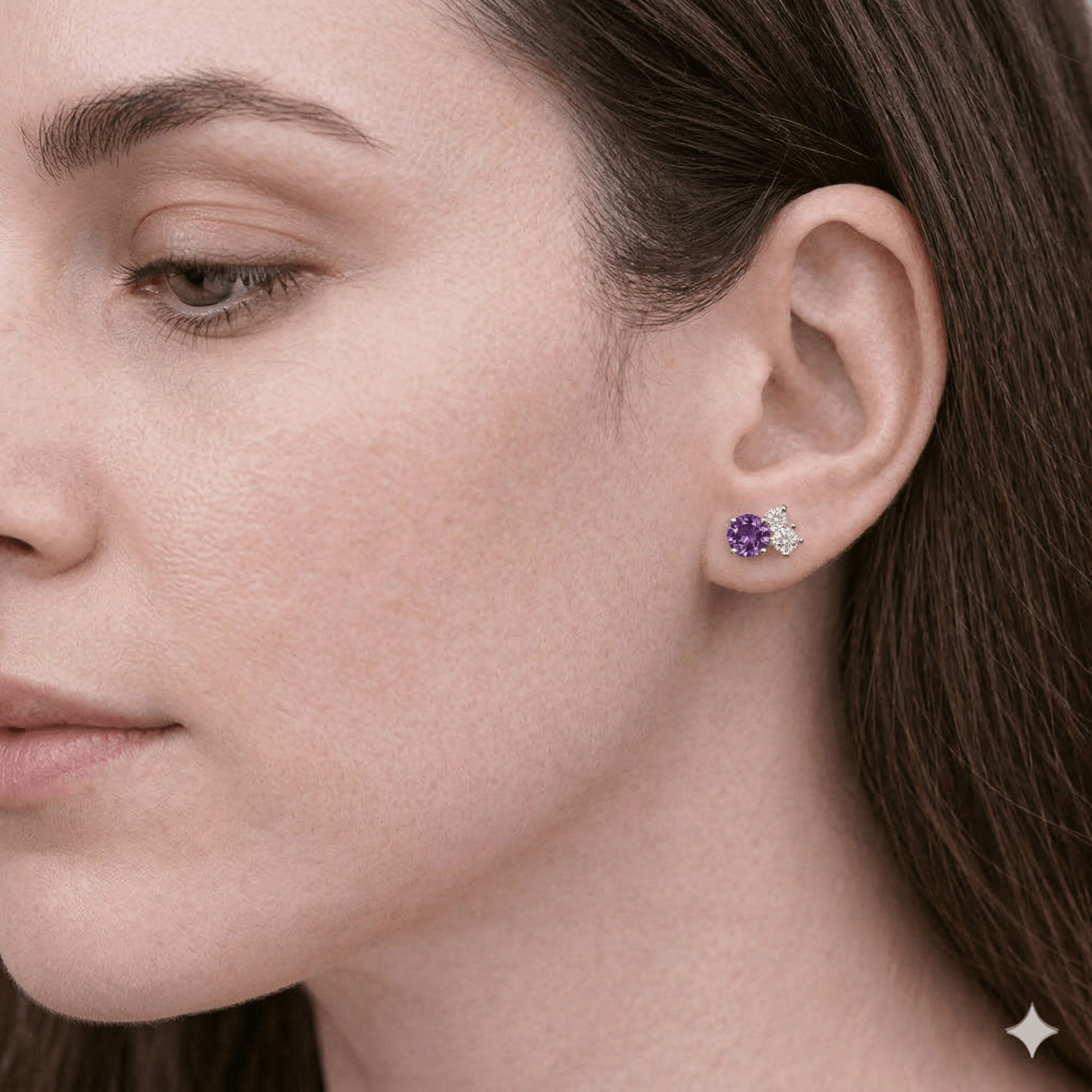 Gift Amethyst Gold Earrings Olivia - SOVATS