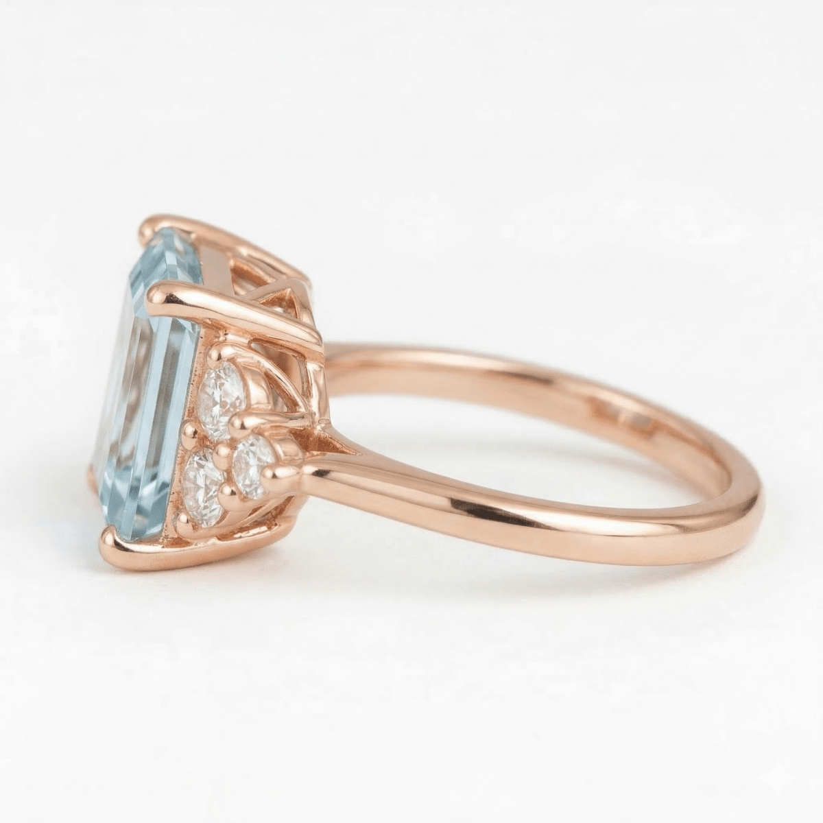 Gift Aquamarine Diamond Gold Ring Fabiola - SOVATS