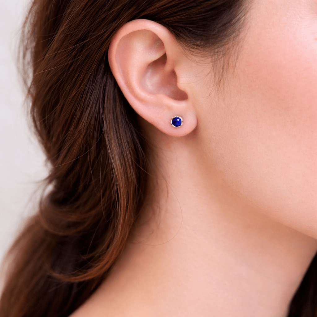 Gift Blue Sapphire Gold Earrings Amayeta - SOVATS