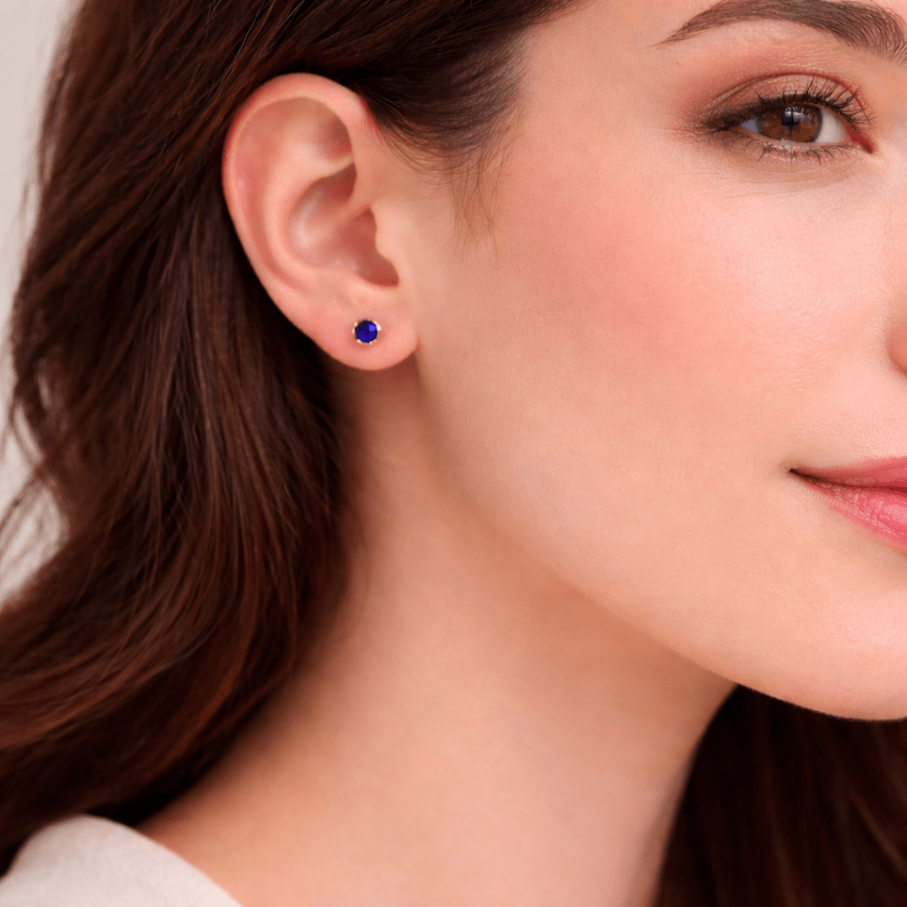 Gift Blue Sapphire Gold Earrings Amayeta - SOVATS
