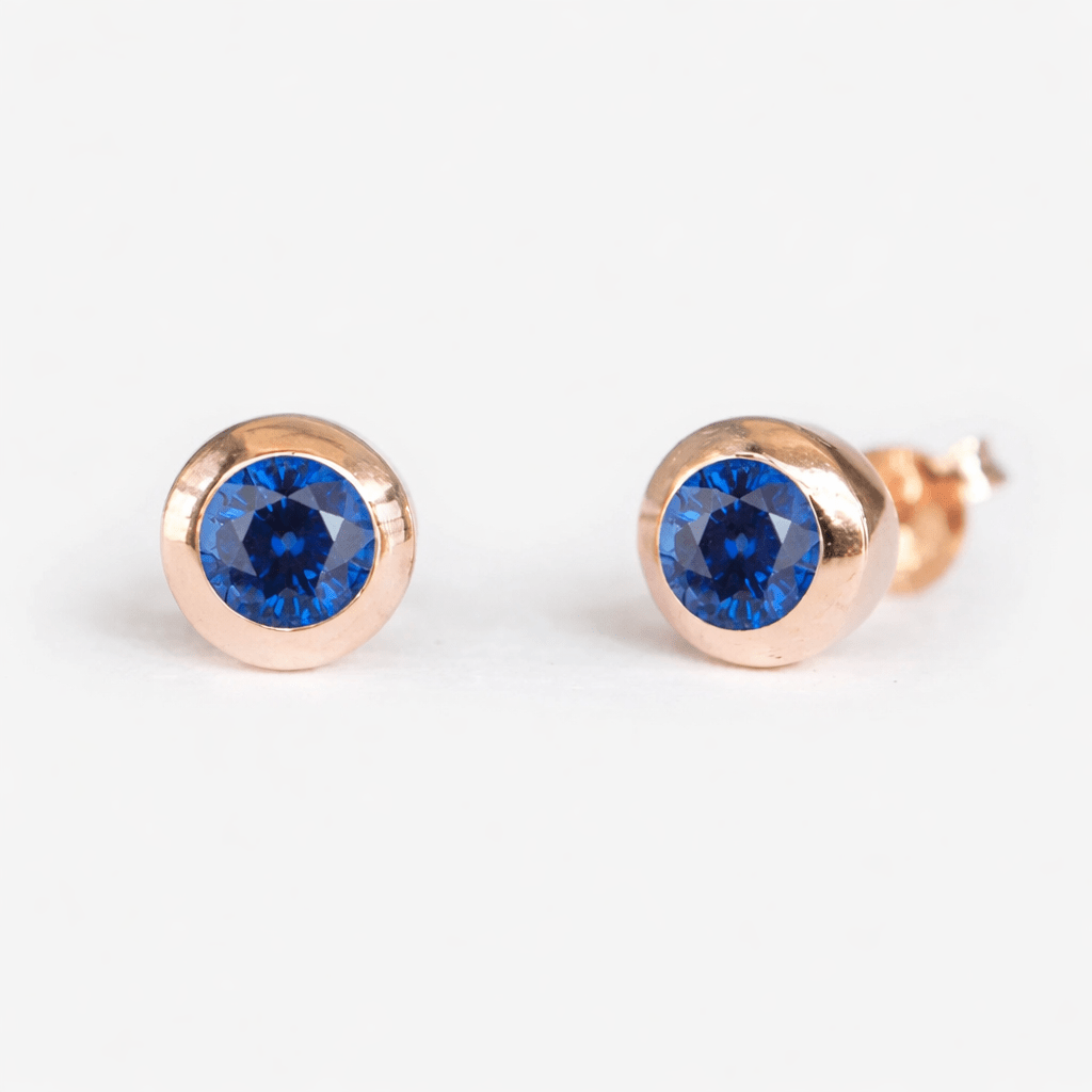 Gift Blue Sapphire Gold Earrings Amayeta - SOVATS