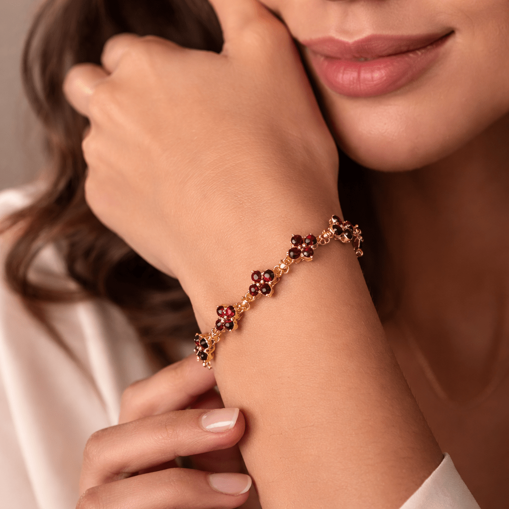 Gift Garnet Gold Bracelet Myrto - SOVATS