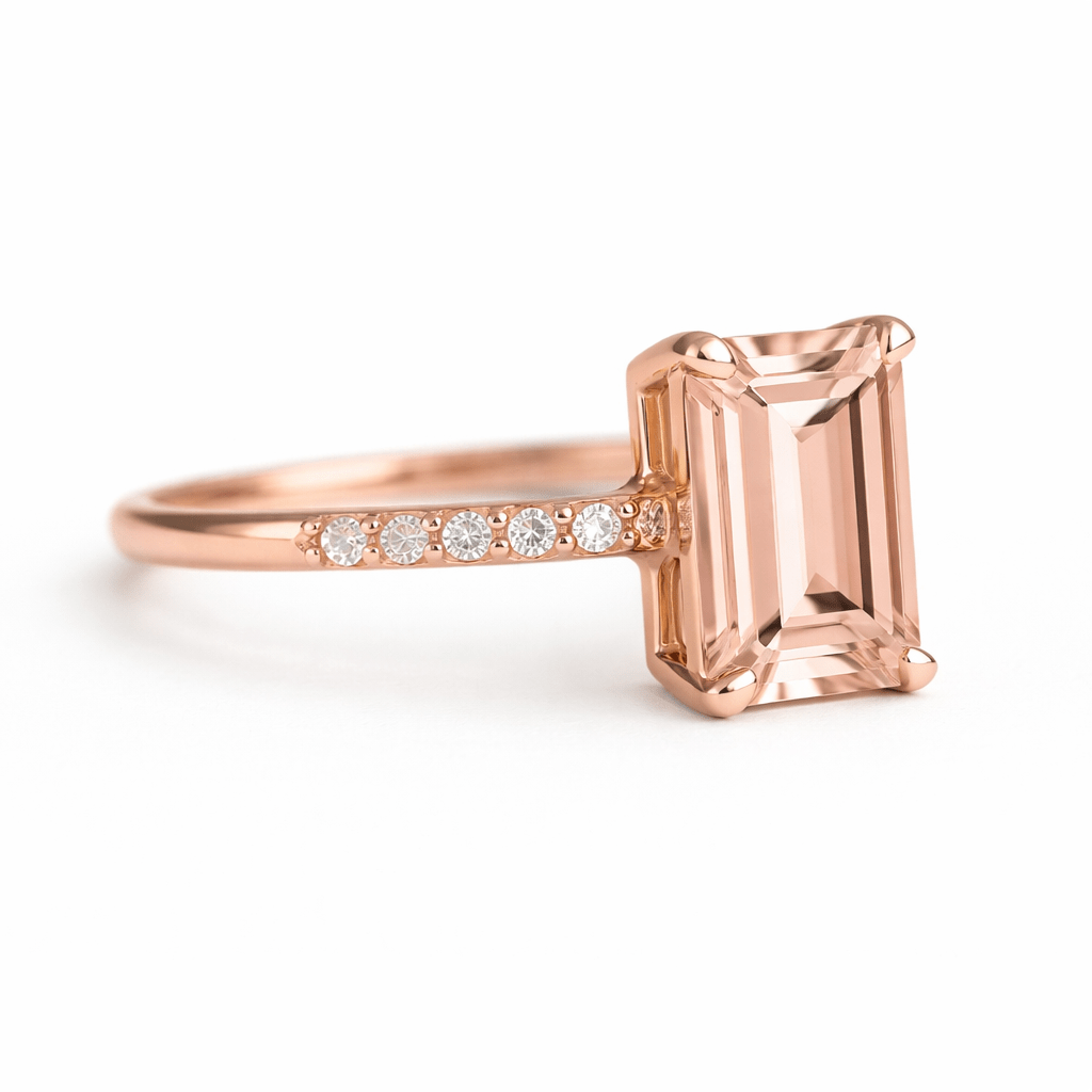 Gift Morganite Diamond Gold Ring Ramla - SOVATS