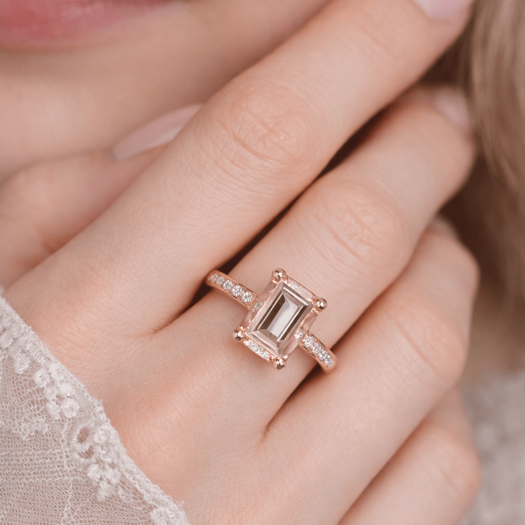 Gift Morganite Diamond Gold Ring Ramla - SOVATS