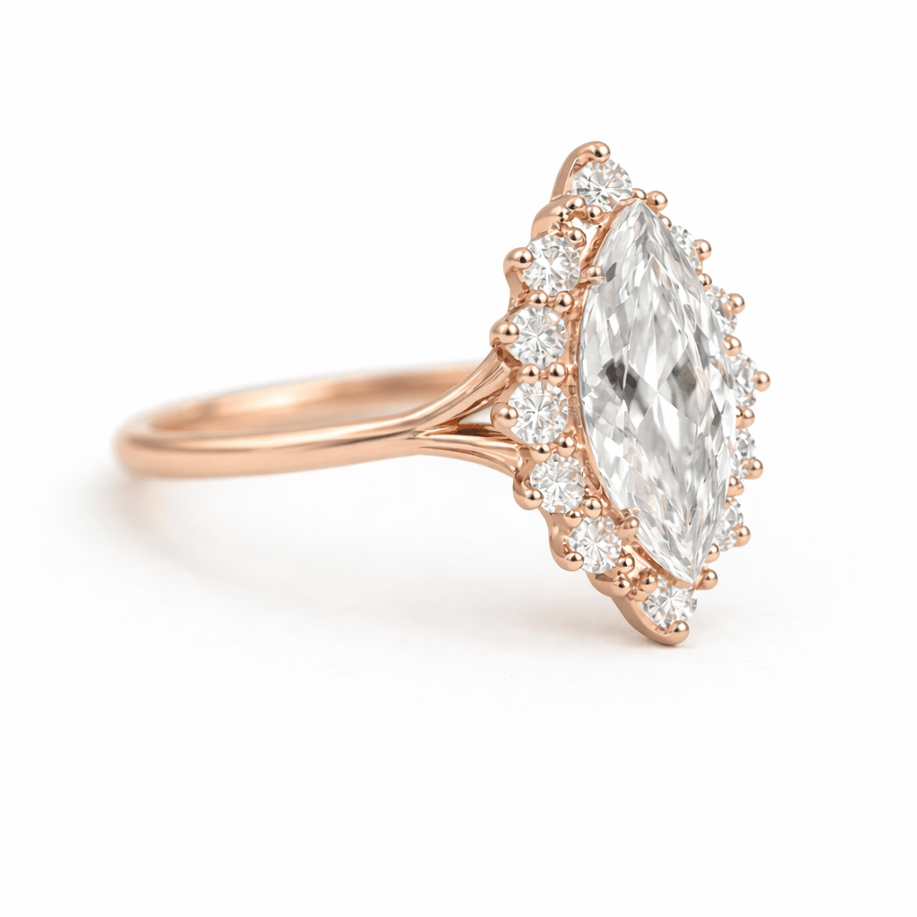 Gift White Topaz Diamond Gold Ring Nafiri - SOVATS