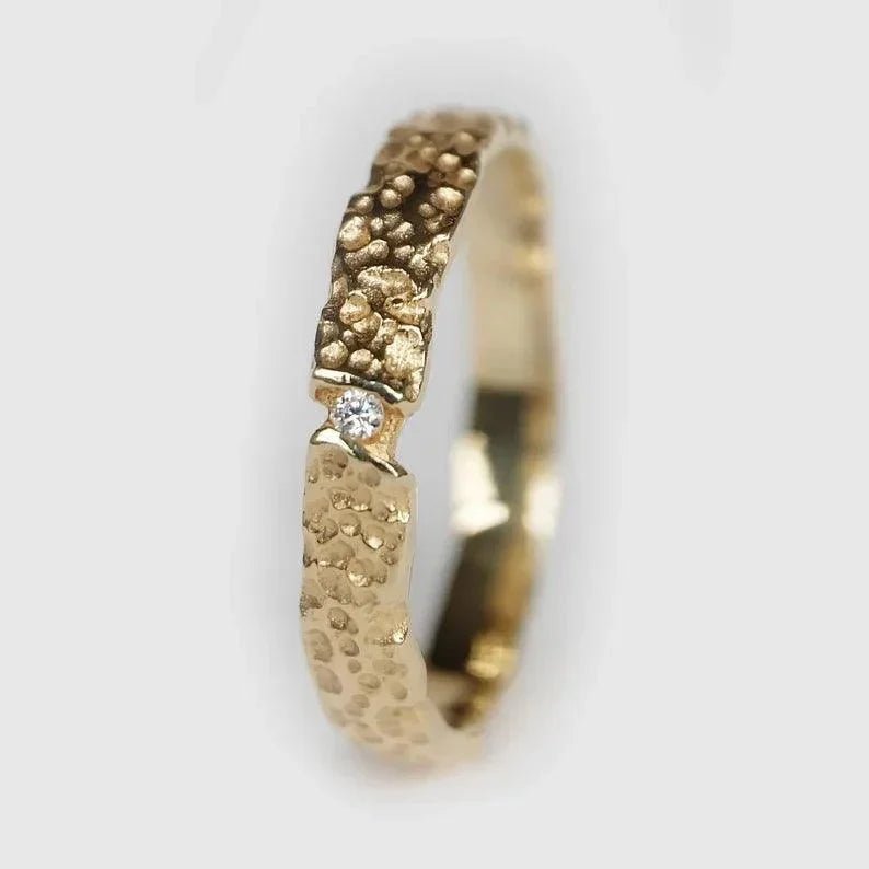 Hammered Diamond Band Ring Augie - SOVATS