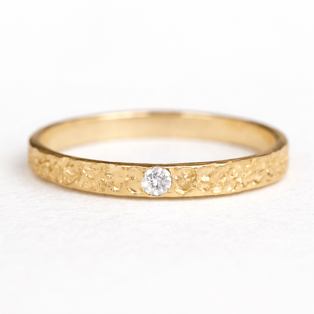 Hammered Diamond Band Ring Esther - SOVATS