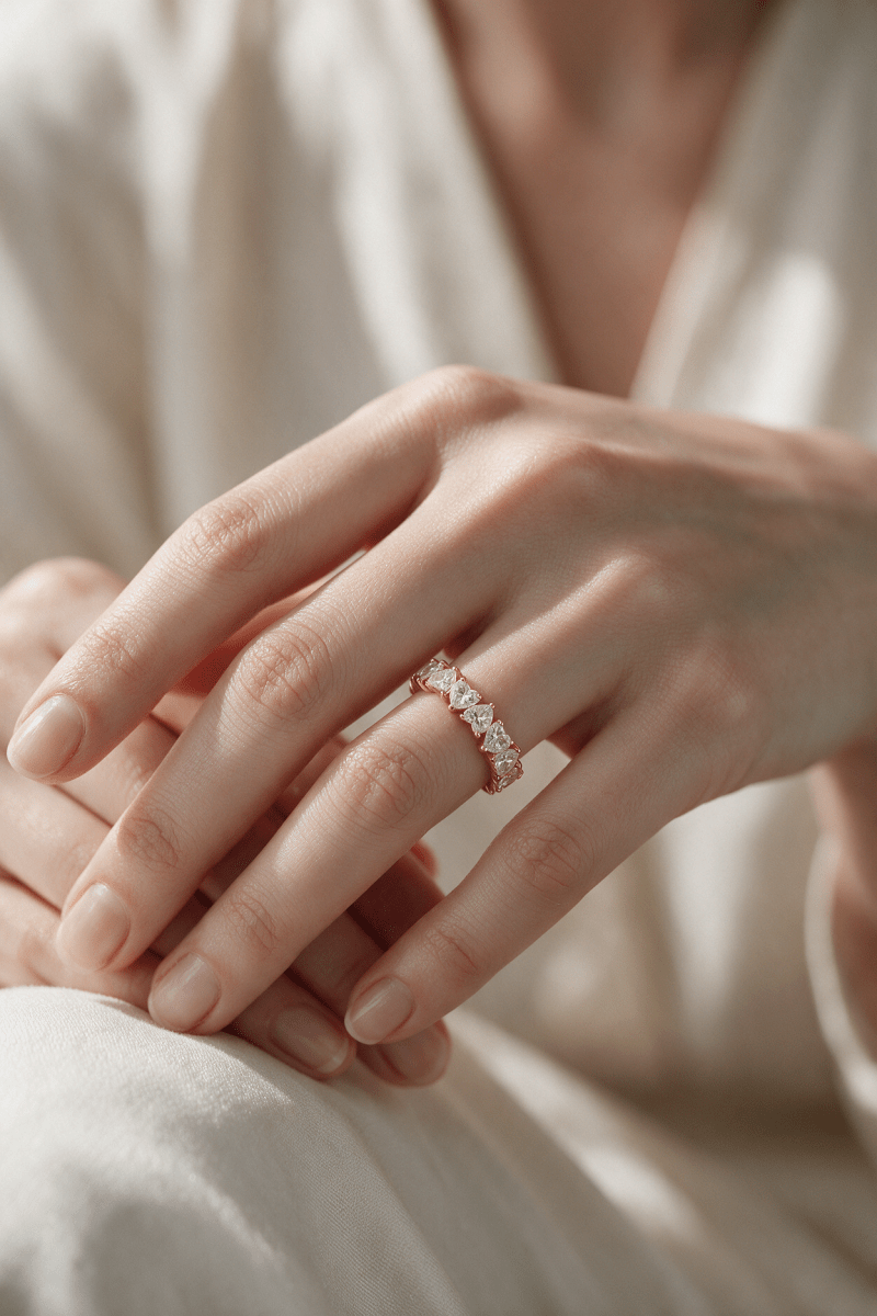 Heart Shape Lab Diamond Eternity Band - SOVATS