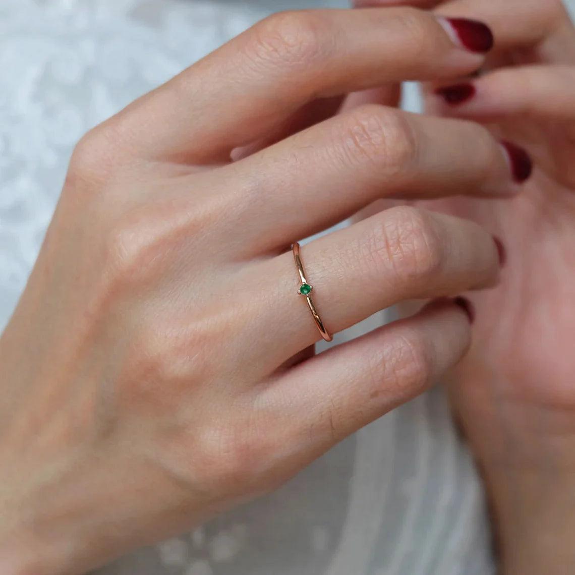 Emerald Solitaire Ring Eva - SOVATS