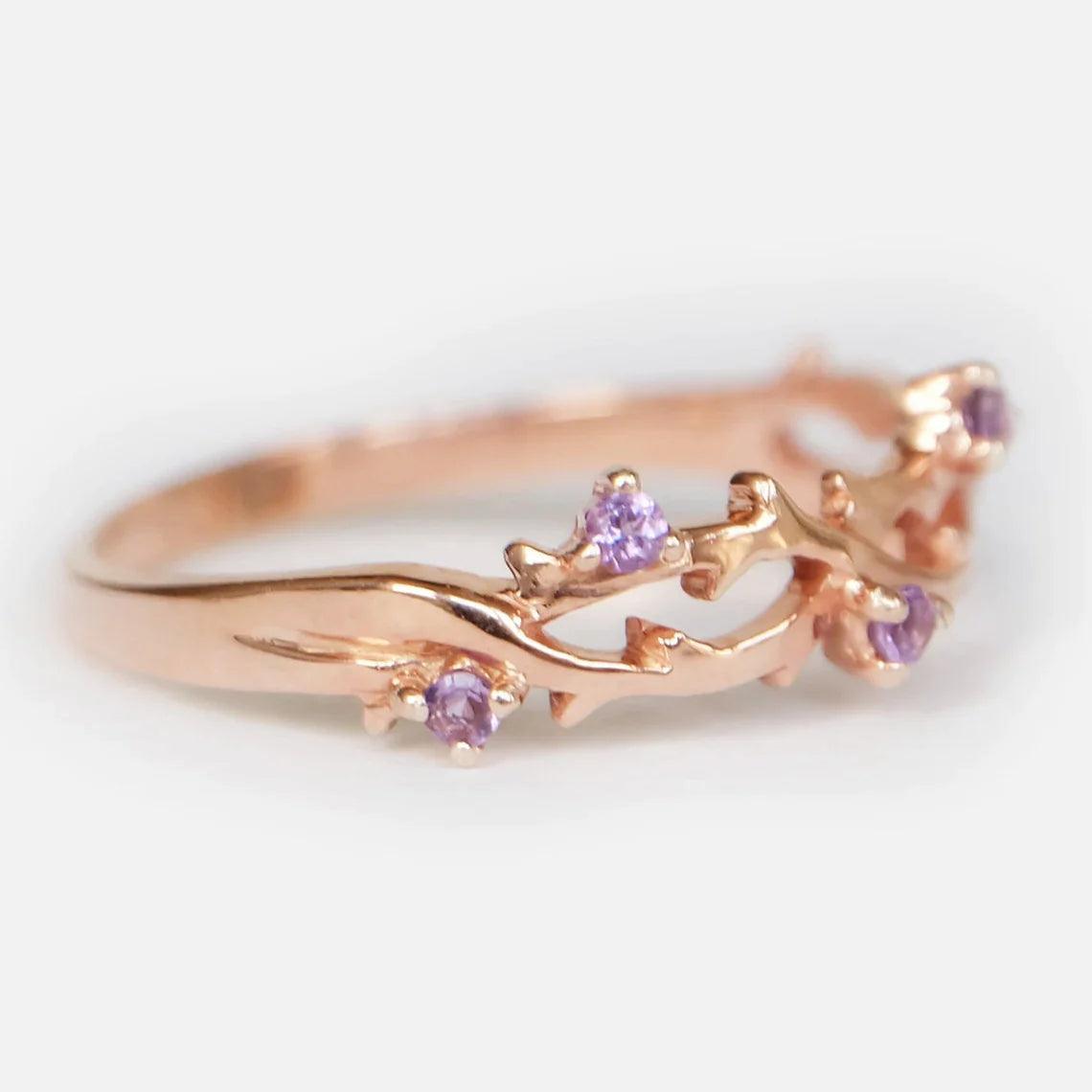 Amethyst Leaf Ring Jie - SOVATS