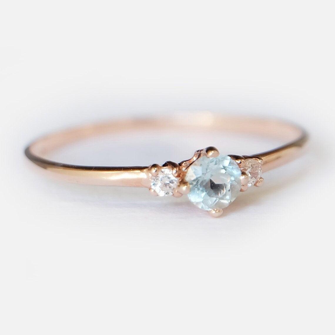 Aquamarine Diamond Ring Toki - SOVATS