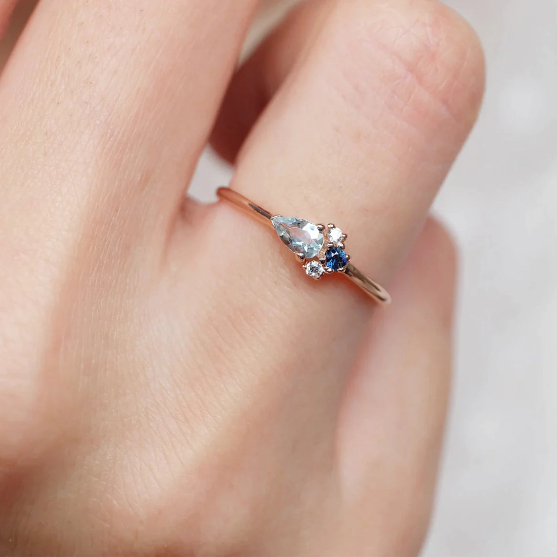 Aquamarine Sapphire Diamond Ring Eleanor - SOVATS