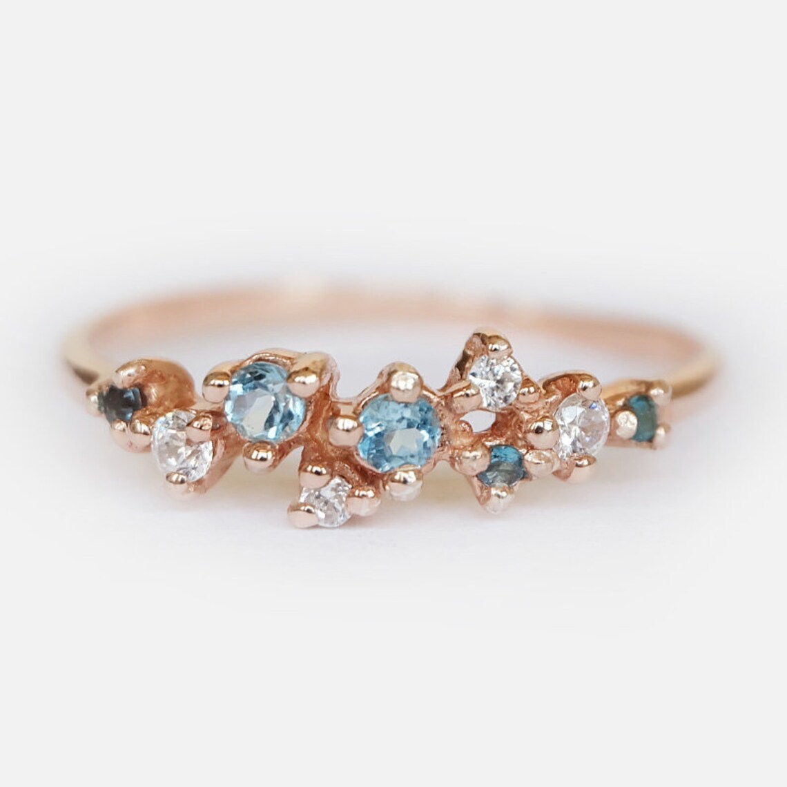 Blue Topaz Diamond Ring Sona - SOVATS