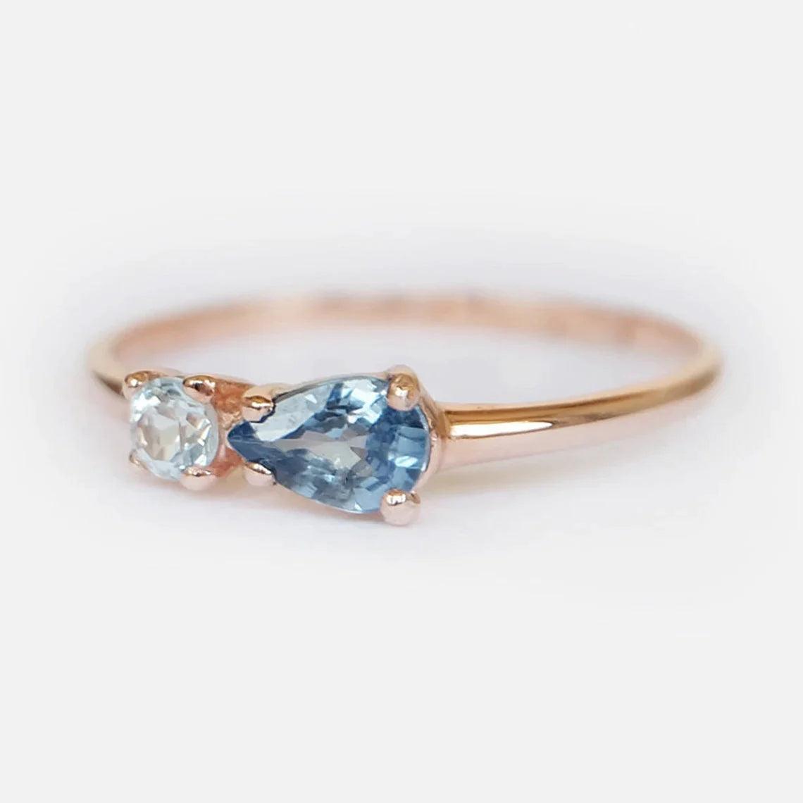 Blue Sapphire and Aquamarine Dual Ring - SOVATS