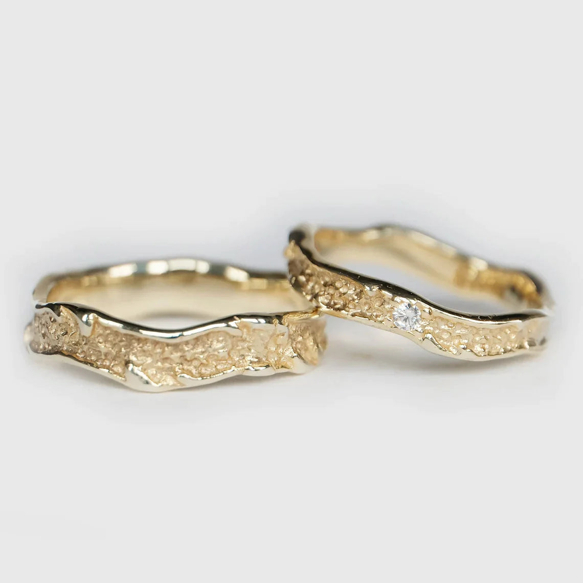 Textured Wedding Ring Set Hiba - SOVATS