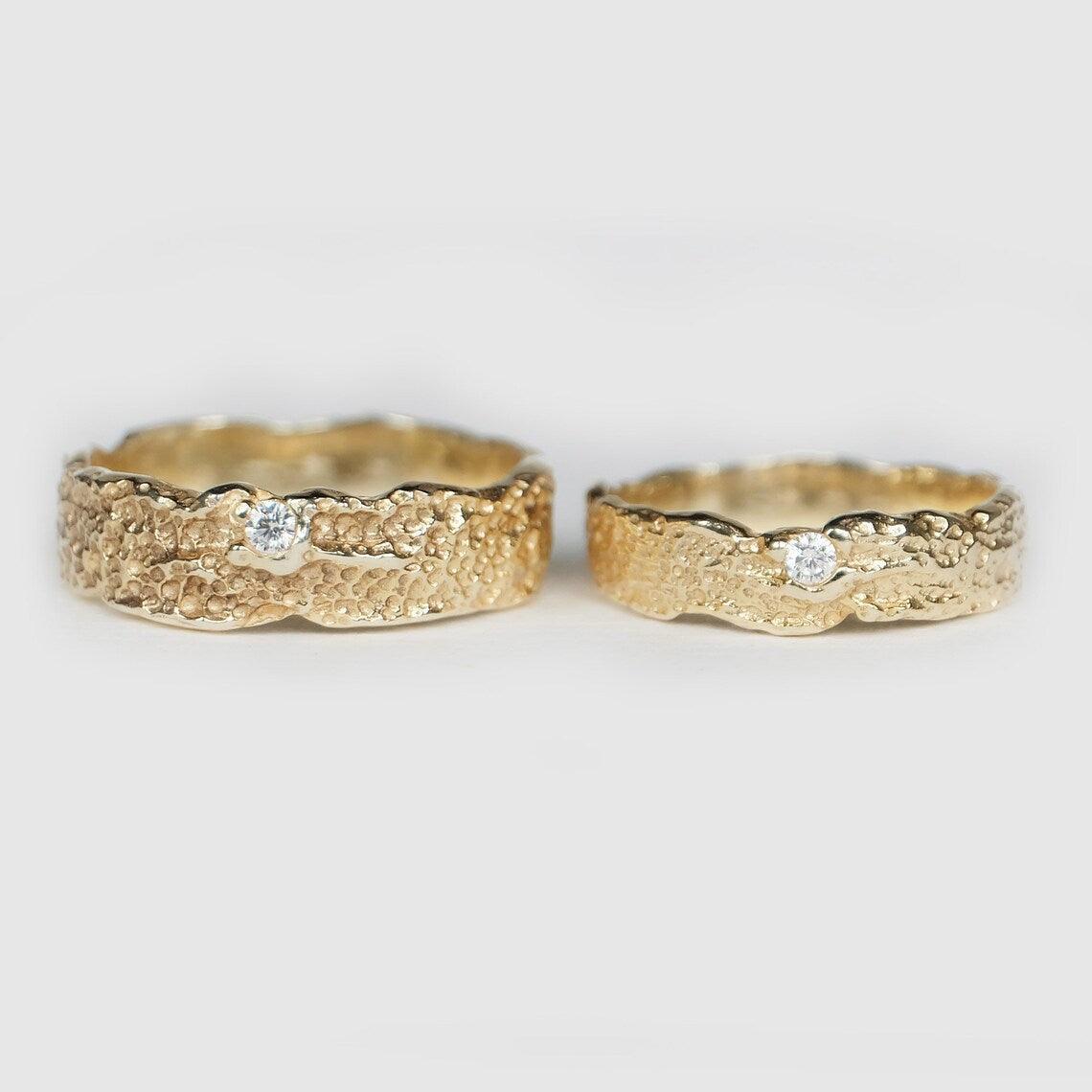 Textured Wedding Ring Set Valentin - SOVATS