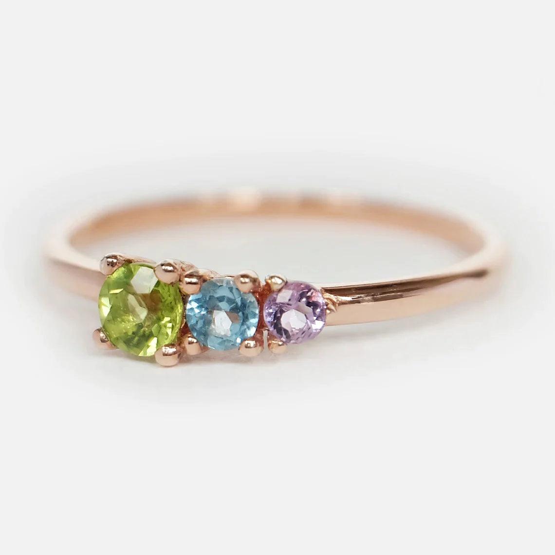 Peridot Aquamarine Amethyst Ring Kroos - SOVATS