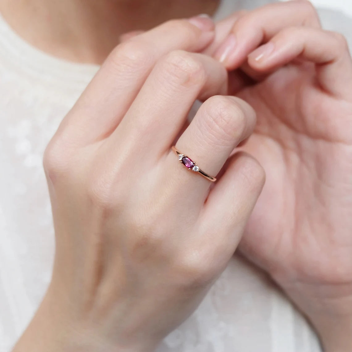 Rhodolite Diamond Ring Afina