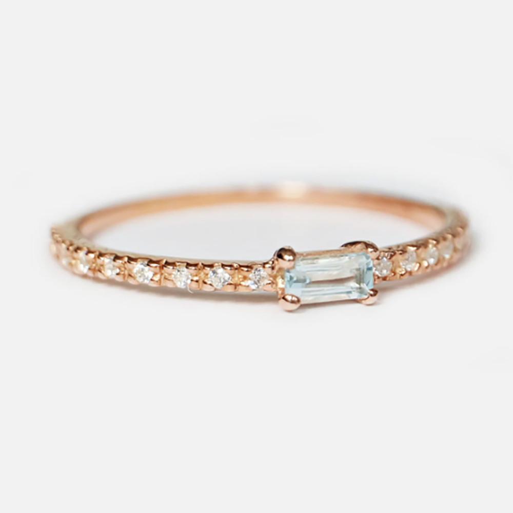 Aquamarine Baguette Ring Bacchetto - SOVATS