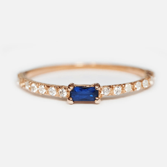 Blue Sapphire Baguette Ring Bacchetto - SOVATS