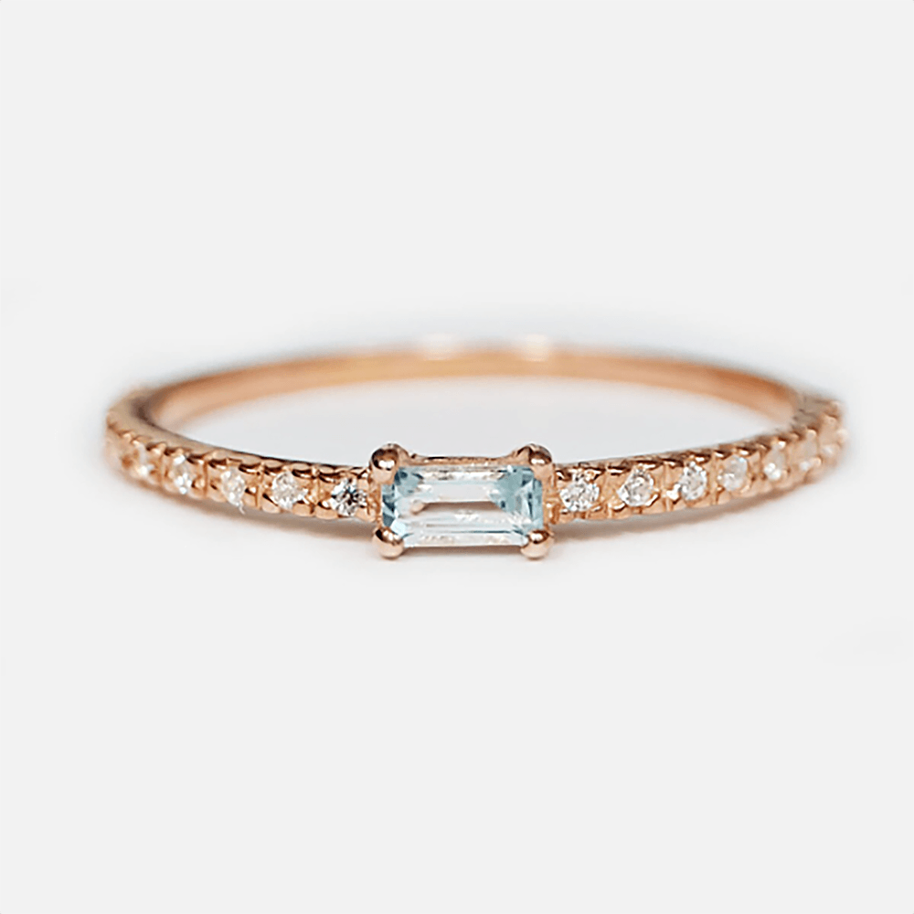 Aquamarine Baguette Ring Bacchetto - SOVATS