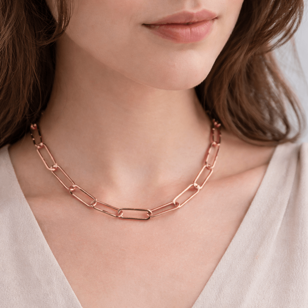 Large Paperclip Gold Necklace Adira - SOVATS