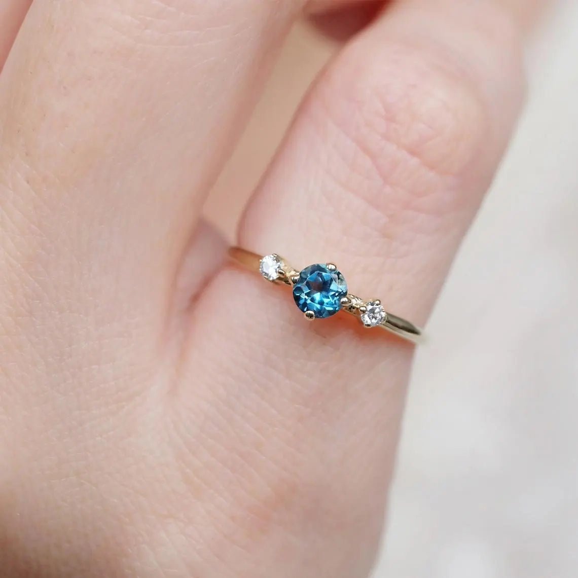 London Blue Topaz Diamond Ring Narcissa - SOVATS