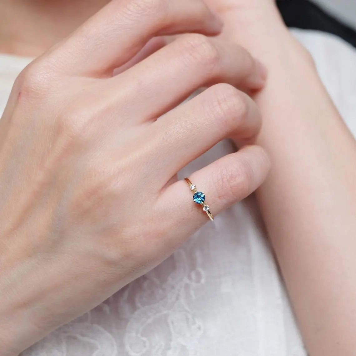 London Blue Topaz Diamond Ring Narcissa - SOVATS