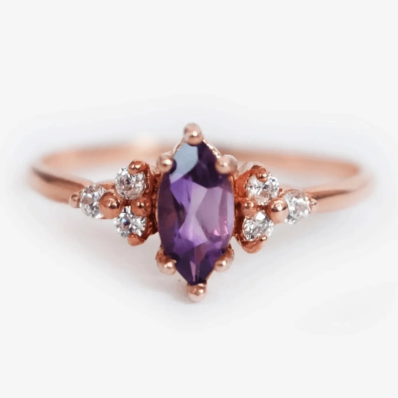 Marquise Amethyst Diamond Ring Renée - SOVATS