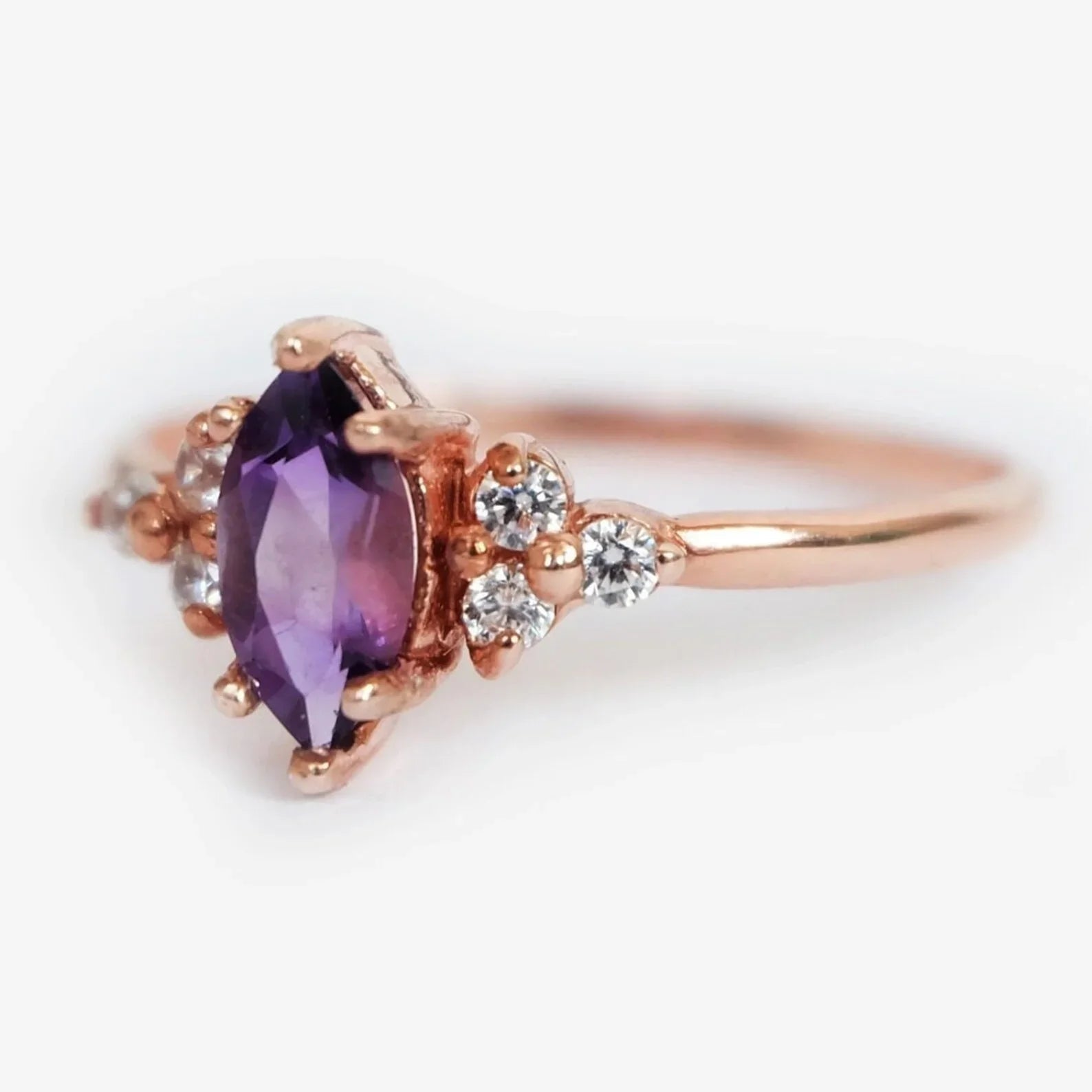 Marquise Amethyst Diamond Ring Renée - SOVATS