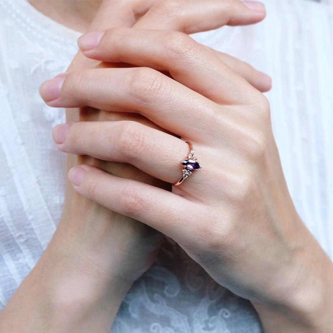 Marquise Amethyst Diamond Ring Renée - SOVATS