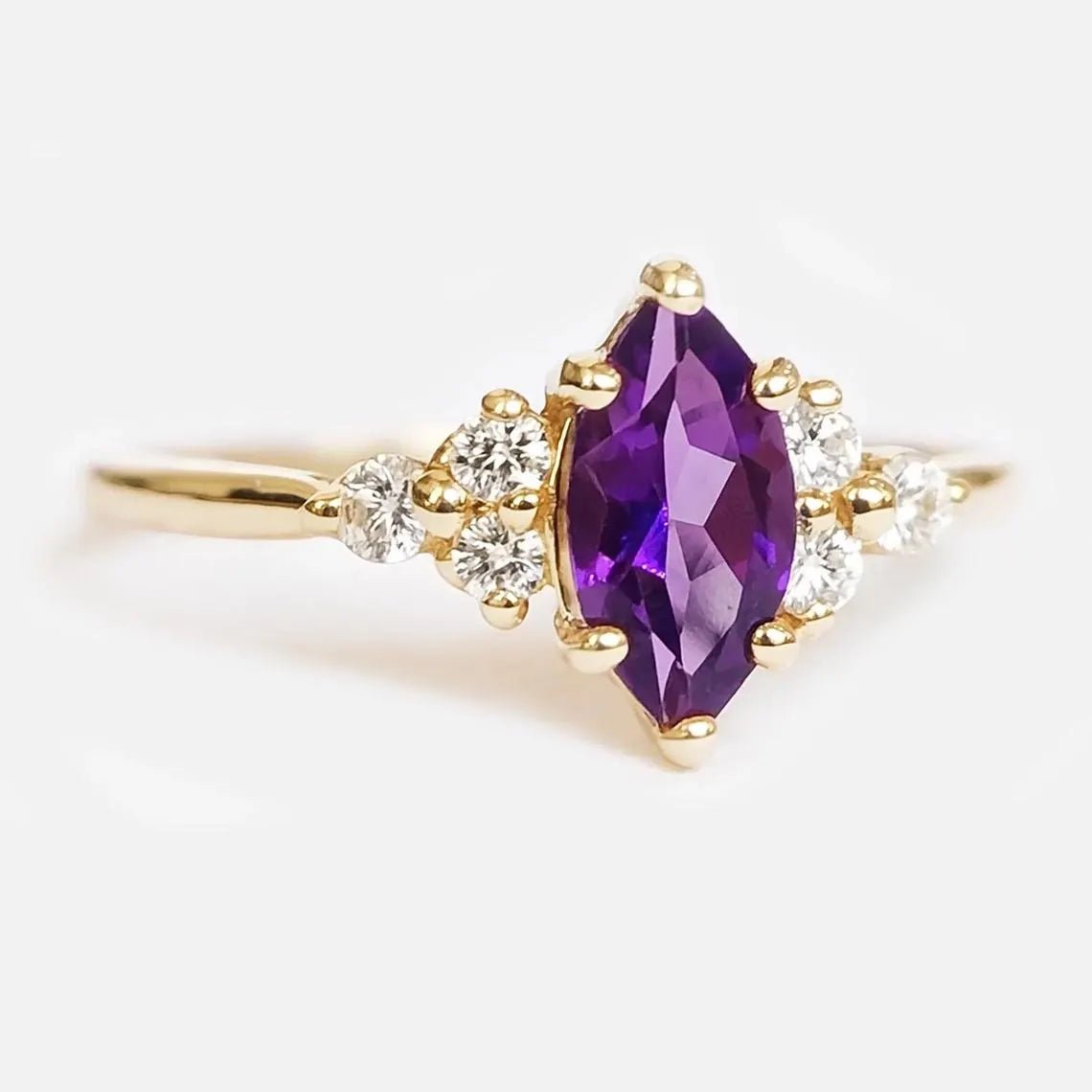 Marquise Amethyst Diamond Ring Renée - SOVATS