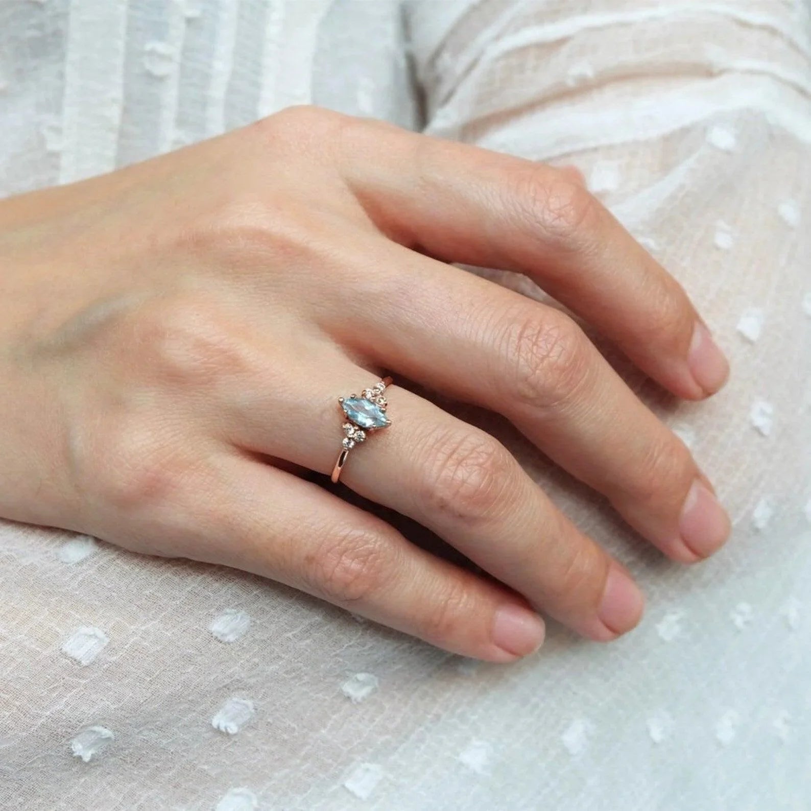 Marquise Aquamarine Diamond Ring Renée - SOVATS