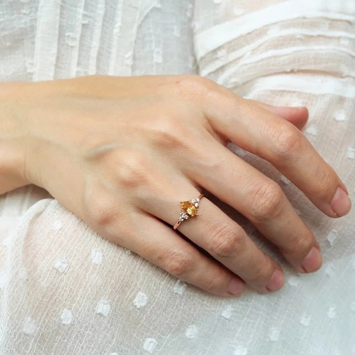Marquise Citrine Diamond Ring Renée - SOVATS