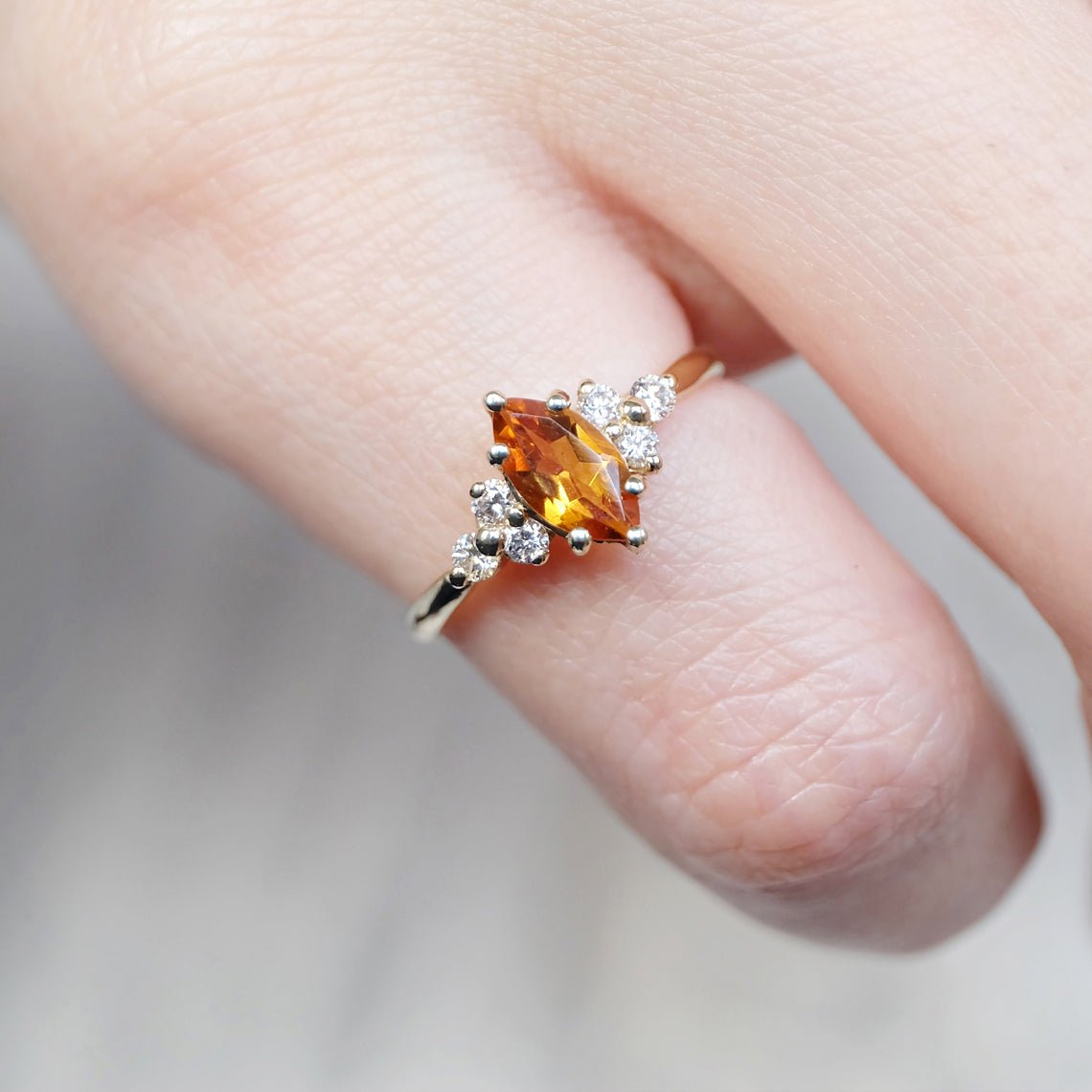 Marquise Citrine Diamond Ring Renée - SOVATS