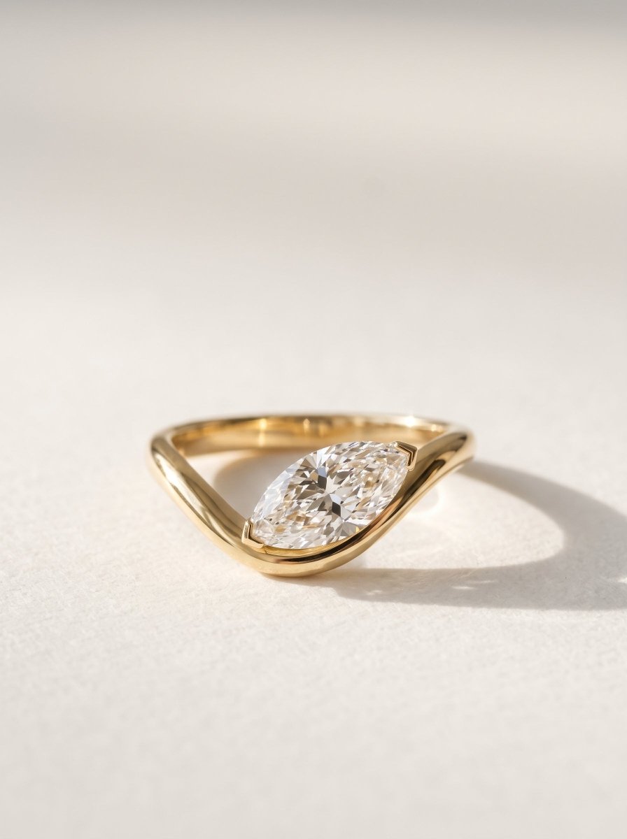 Marquise Lab Diamond Curved Floating Ring - SOVATS