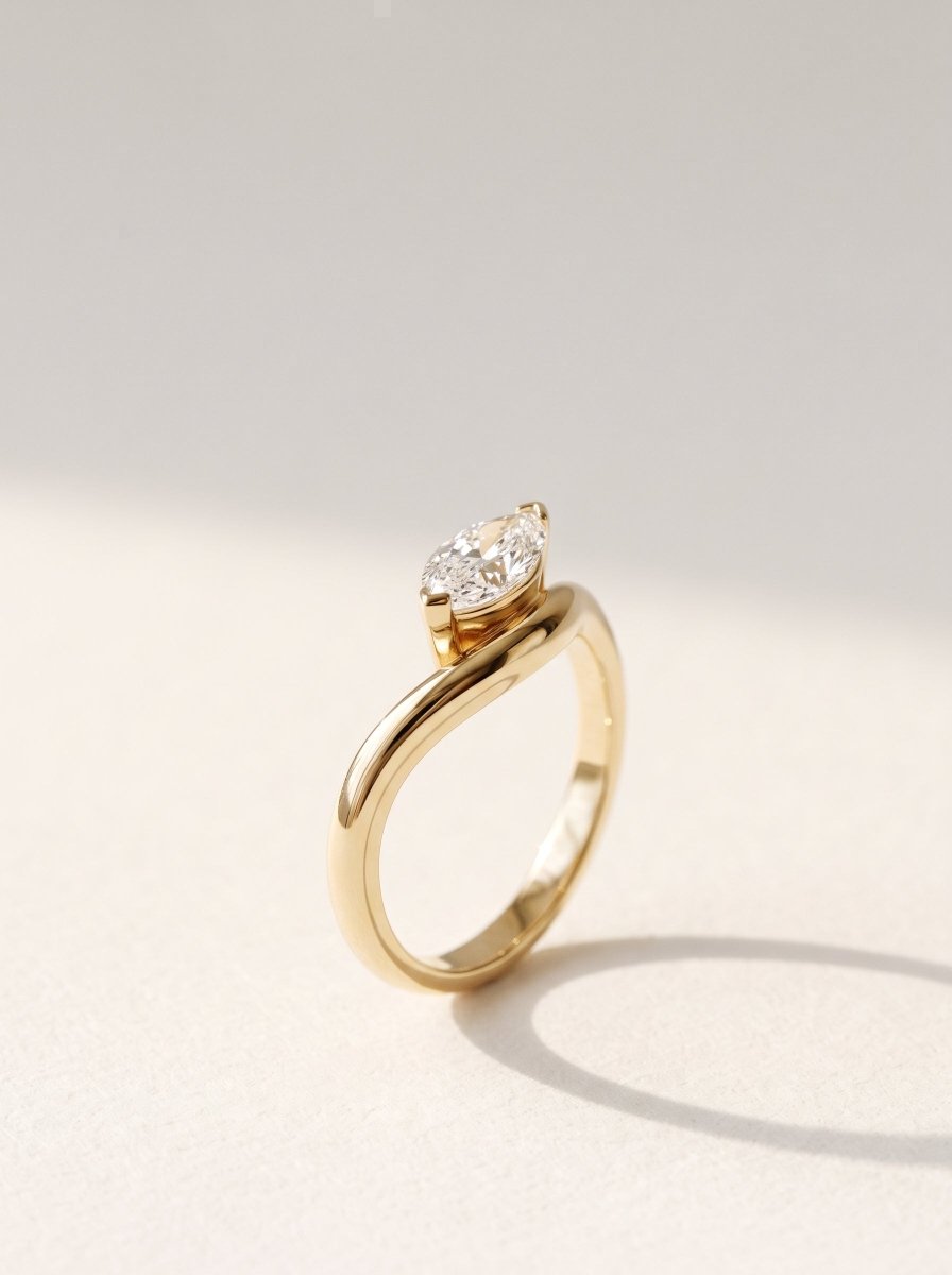 Marquise Lab Diamond Curved Floating Ring - SOVATS