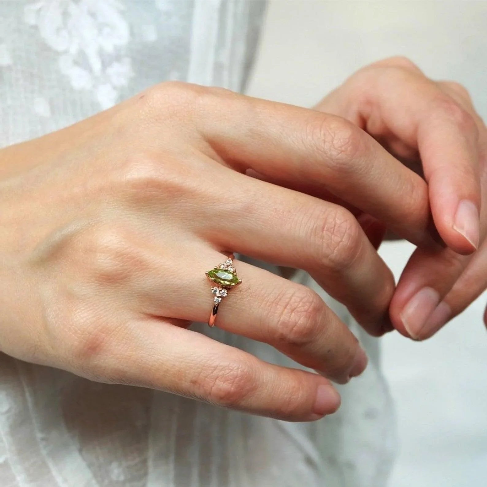 Marquise Peridot Diamond Ring Renée - SOVATS