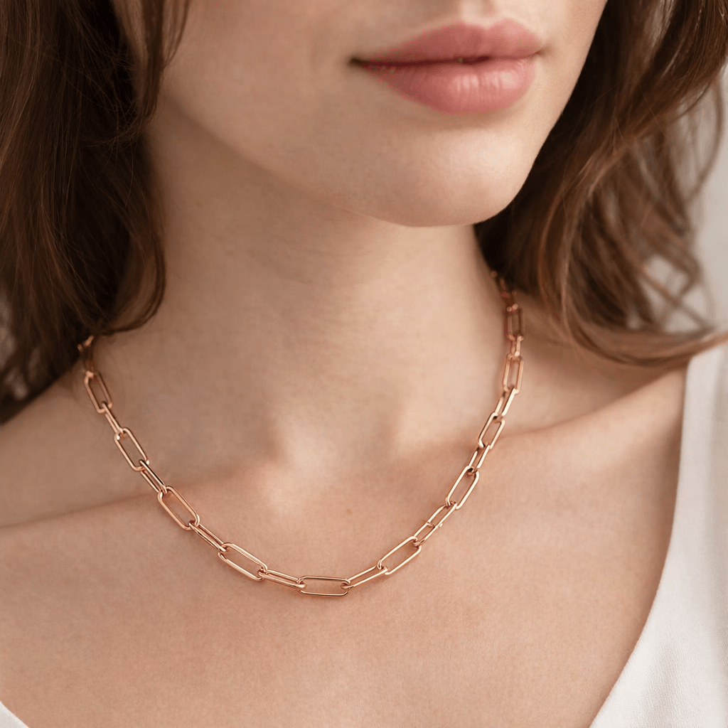 Medium Paperclip Gold Necklace Adira - SOVATS