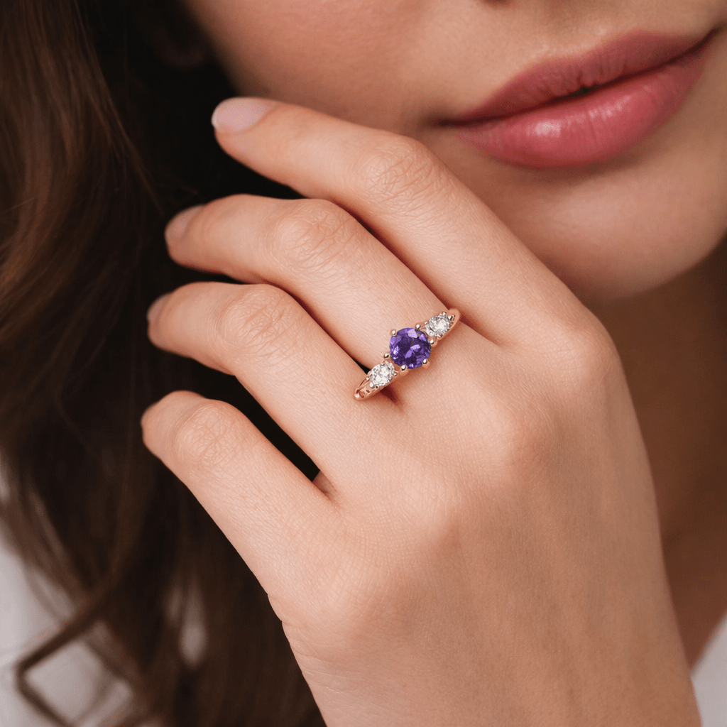 Moissanite Alexandrite Aquamarine Engagement Gold Ring Hyperbius - SOVATS