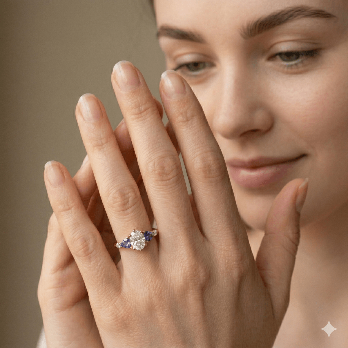 Moissanite Alexandrite Diamond Engagement Gold Ring Nestan - SOVATS