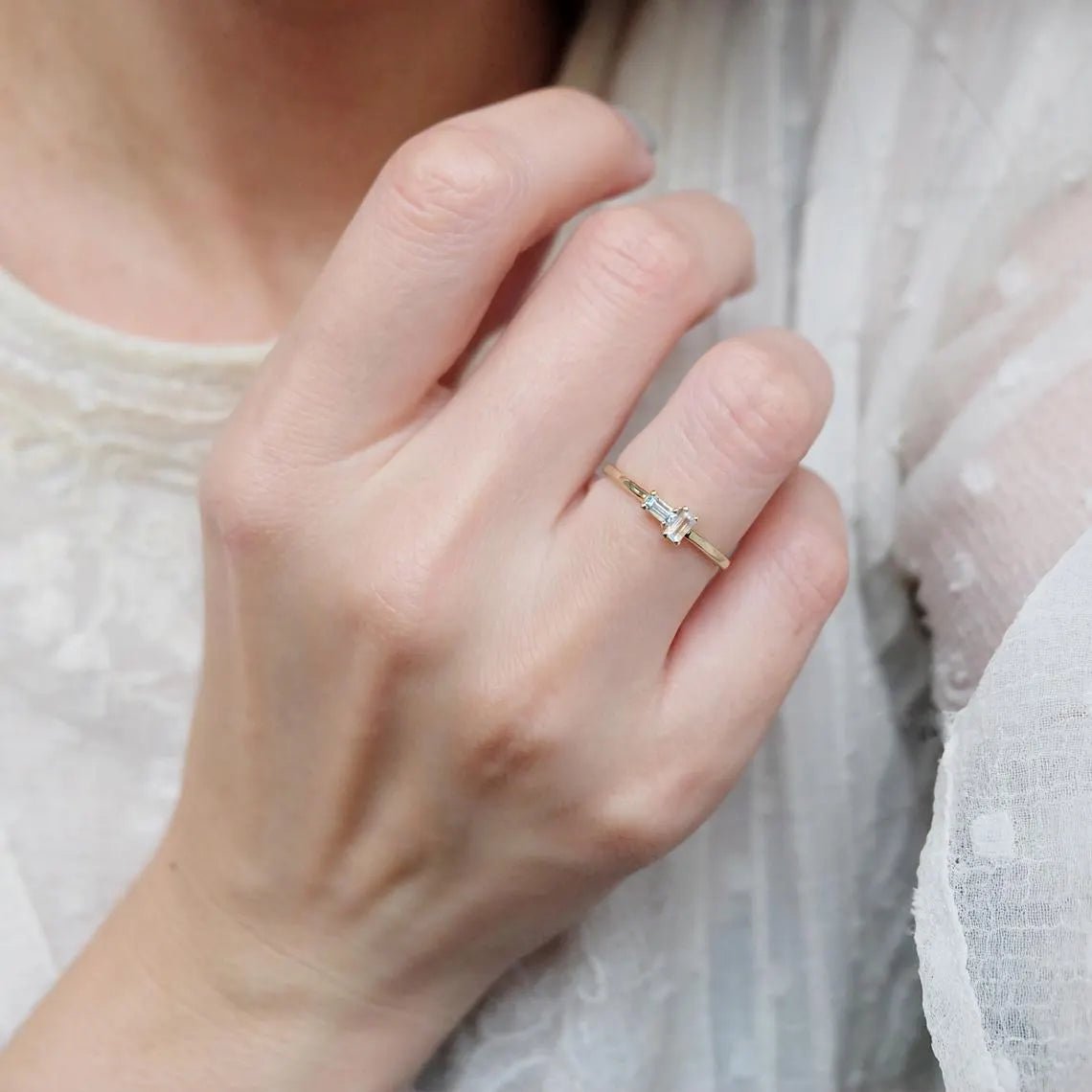 Moonstone and Aquamarine Ring Asteria - SOVATS