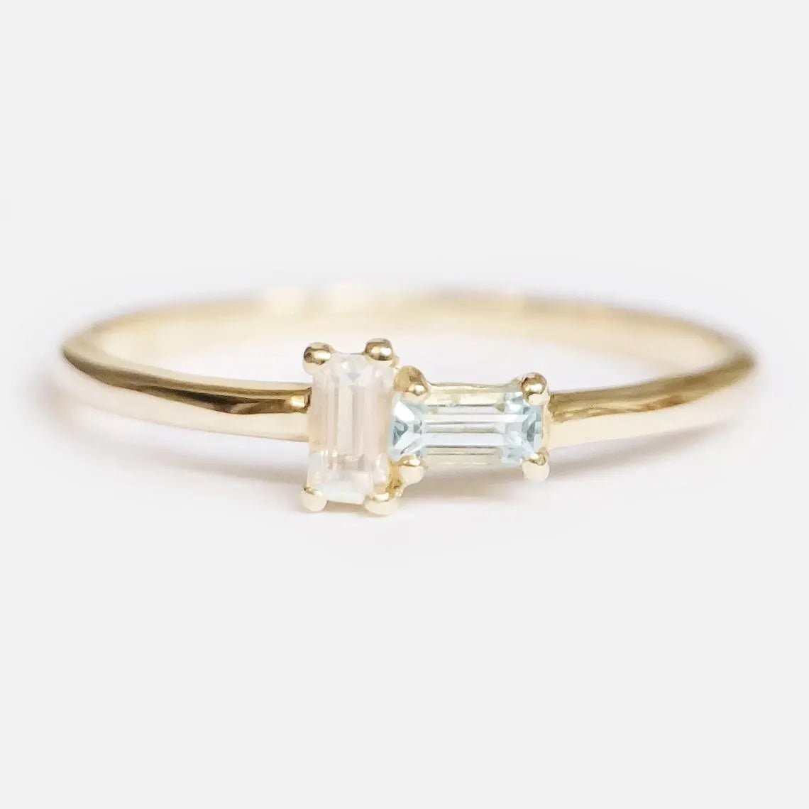 Moonstone and Aquamarine Ring Asteria - SOVATS